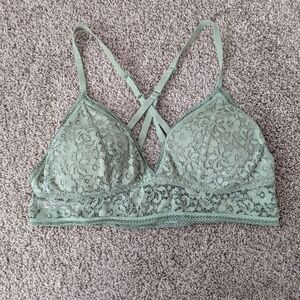 Women's Lace Longline Bralette - Sage Green